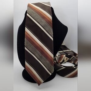 Brown Silk Diagonal Stripe Tie